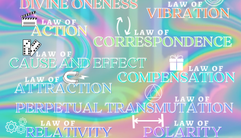 The Twelve Universal Laws. Based on the seven Hermteic Principles of Hermes Trismegistus. Law of Divine Oneness; Law of Vibration; Lawe of Action; Law of Correspondence; Law of Cause and Effect; Law of Compensation; Law of Attraction; Law of Perpetual Transmutation; Law of Relativity; Law of Polarity; Law of Rhythm; Law of Gender. @iridescentalchemyst