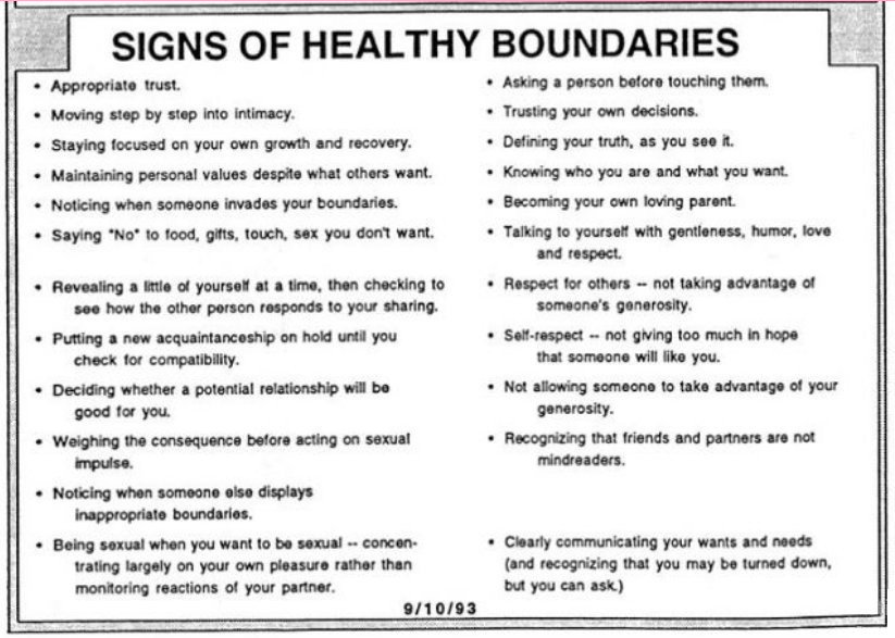 Signs of Healthy boundaries