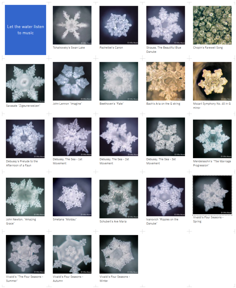 Masaru Emoto's Water exposed to the melodic frequencies of classic music masaru-emoto dot net