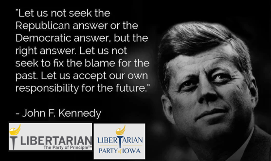 Let us not seek the Republican answer or the Democratic answer, but the right answer. Let us not seek to fix the blame for the past. Let us accept our own responsibility for the future." John F Kennedy